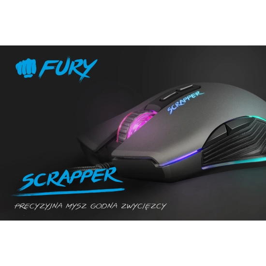 Mysz gamingowa FURY Scrapper RGB 6400 DPI Podświetlana RGB