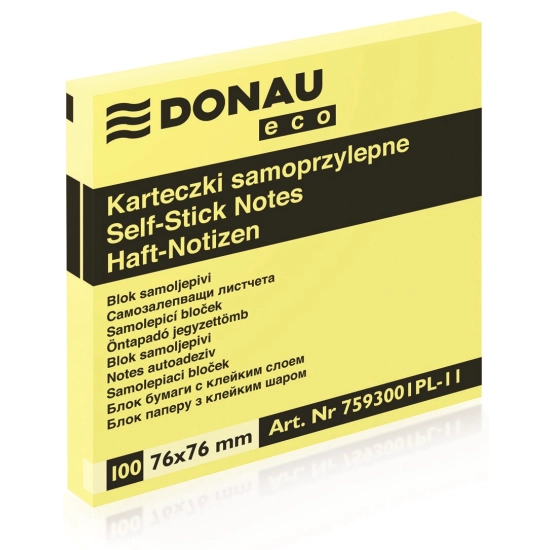 KARTECZKI SAMOPRZYLEPNE DONAU ECO 76x76mm 100 kartkowy