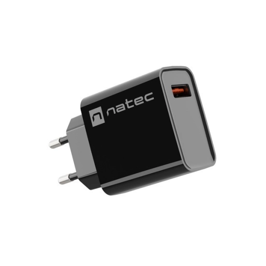 Ładowarka sieciowa Natec Ribera 18W USB-A – Czarna, Szybkie Ładowanie