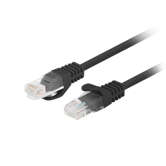 Kabel sieciowy LAN Patchcord Lanberg UTP kat.6 U/UTP  – 1m, czarny 10Gb/s 250MHz