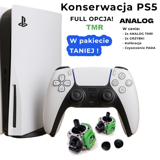 USŁUGA czyszczenia konsoli PlayStation 5 SPA + wymiana analogów TMR w padzie DualSense FULL OPCJA!