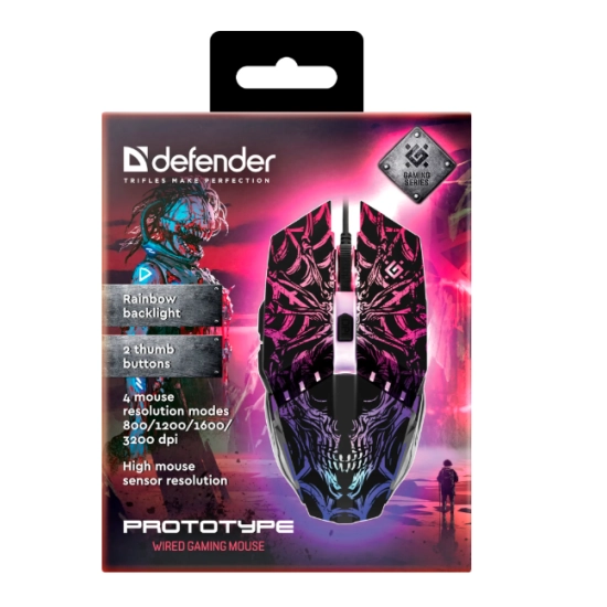 Gamingowa mysz przewodowa Defender GM‑670L – 3200 DPI, podświetlenie RGB