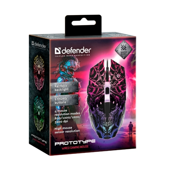 Gamingowa mysz przewodowa Defender GM‑670L – 3200 DPI, podświetlenie RGB