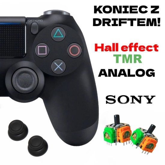 Usługa wymiany analogów Hall TMR! w padzie DualShock4 (PS4) Komplet Lewy + Prawy + NOWE Grzybki