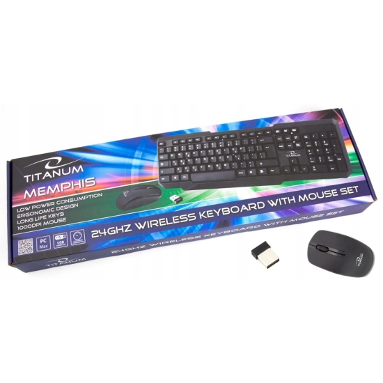 Bezprzewodowy ZESTAW Klawiatura + Mysz 2.4Ghz