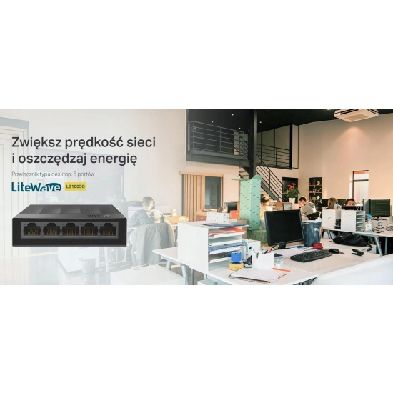 Szybki Switch TP-LINK Gigabitowy 5 portów RJ45 LAN 1Gb/s LiteWave Plug&Play