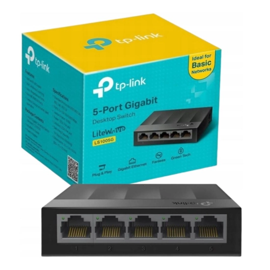Szybki Switch TP-LINK Gigabitowy 5 portów RJ45 LAN 1Gb/s LiteWave Plug&Play