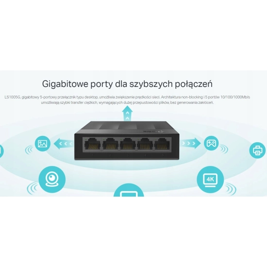 Szybki Switch TP-LINK Gigabitowy 5 portów RJ45 LAN 1Gb/s LiteWave Plug&Play