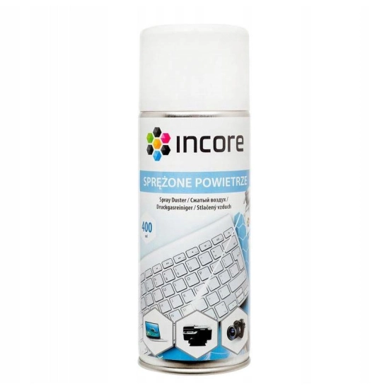 Sprężone powietrze INCORE 400ml do czyszczenia klawiatur i podzespołów PC