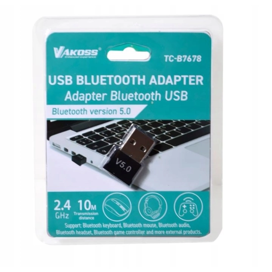 Moduł USB Stick Bluetooth adapter 5.0 VAKOSS 2.4GHz transmisja do 10M
