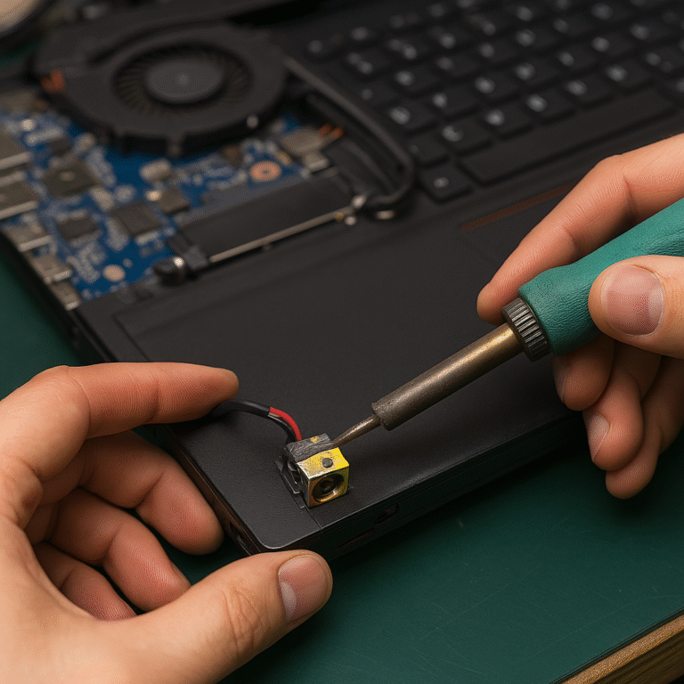 Wymiana gniazda zasilania w laptopie Lenovo