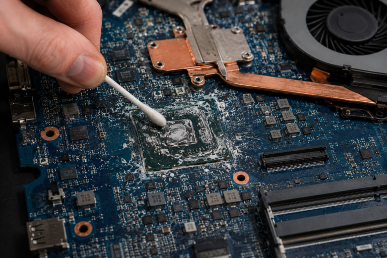 Laptop po ciekłym metalu, uszkodzenie płyty głównej