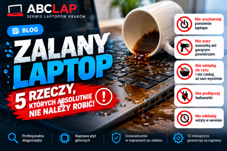 Zalany laptop – 5 rzeczy, których absolutnie nie należy robić!